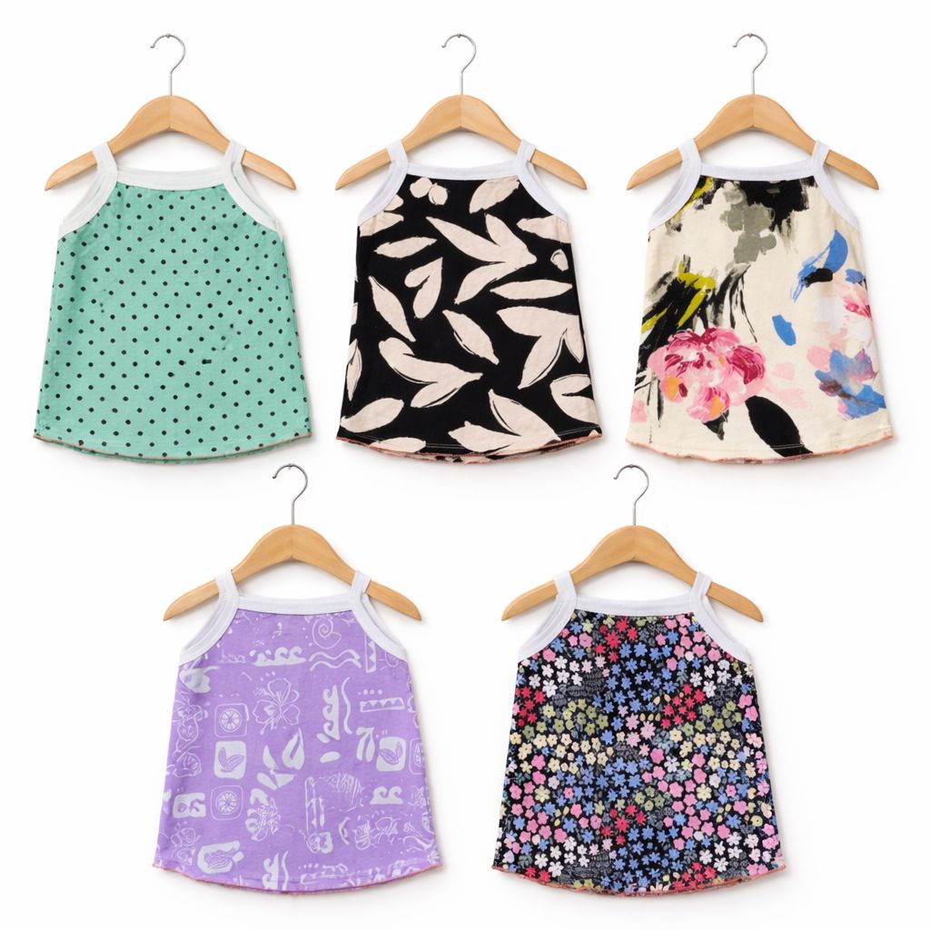 Baby Girls Cotton T-Shirt Set - 2 (5 Pcs)