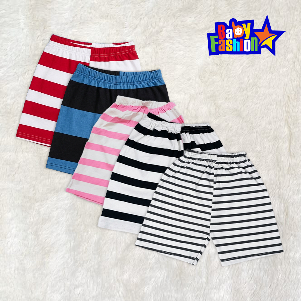 Baby Boys Striped Cotton Half Pants (5 Pcs)