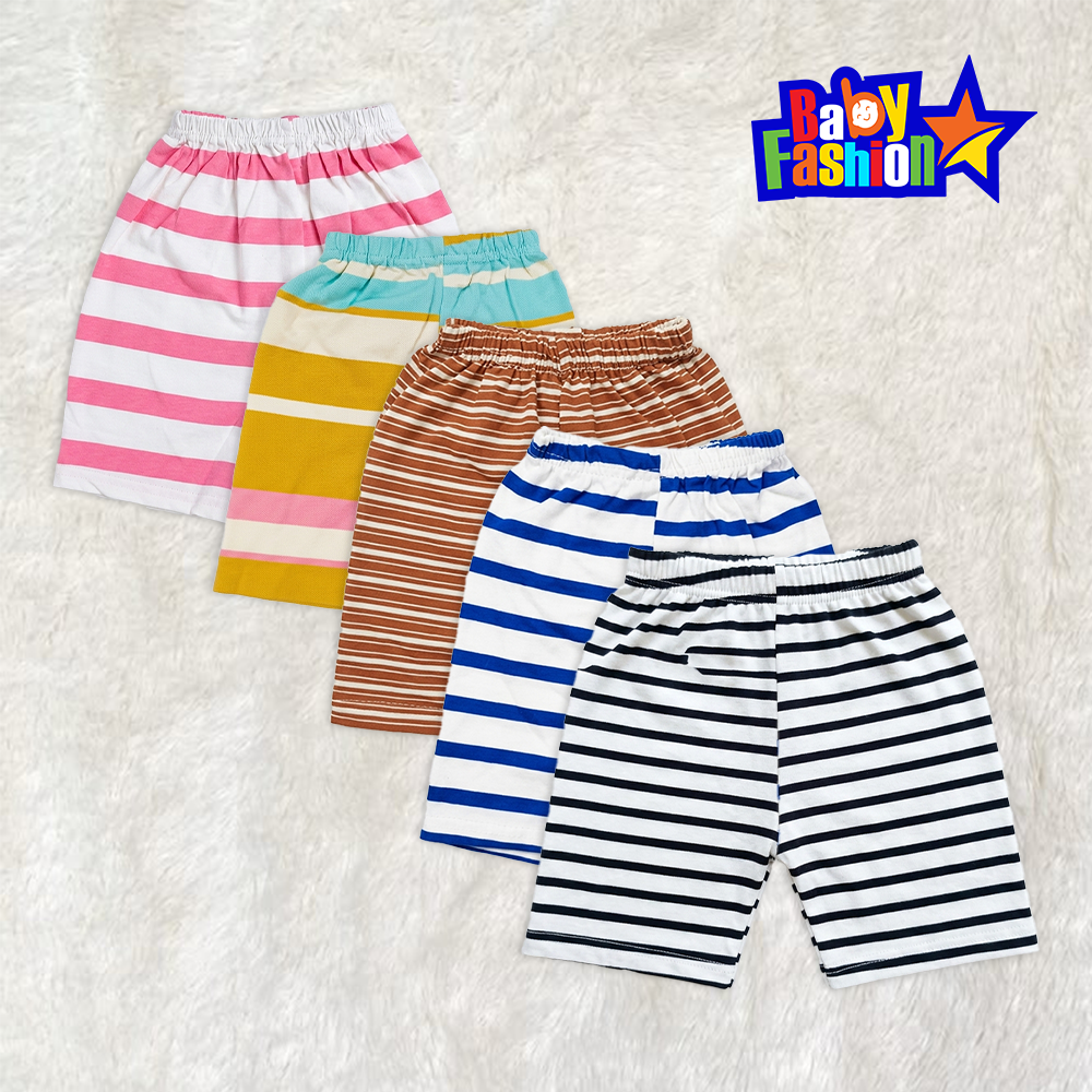 Baby Boys Striped Cotton Half Pants  - 2 (5 Pcs)