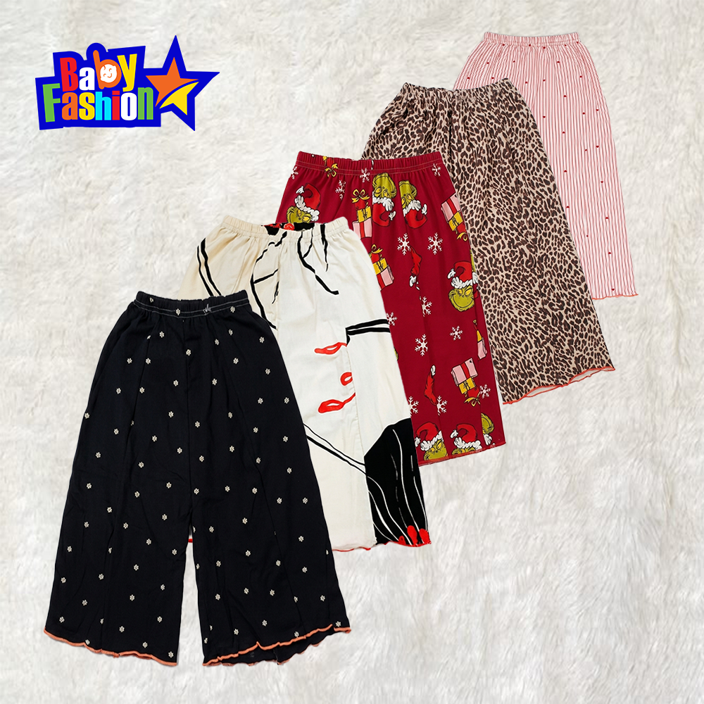 Baby girl cotton palazzo pants - 2 (5 Pcs)