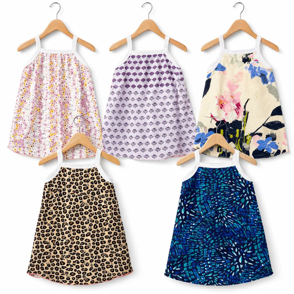 Baby Girls Cotton (Camisole Top) T-Shirt Set - 2 (5 Pcs)