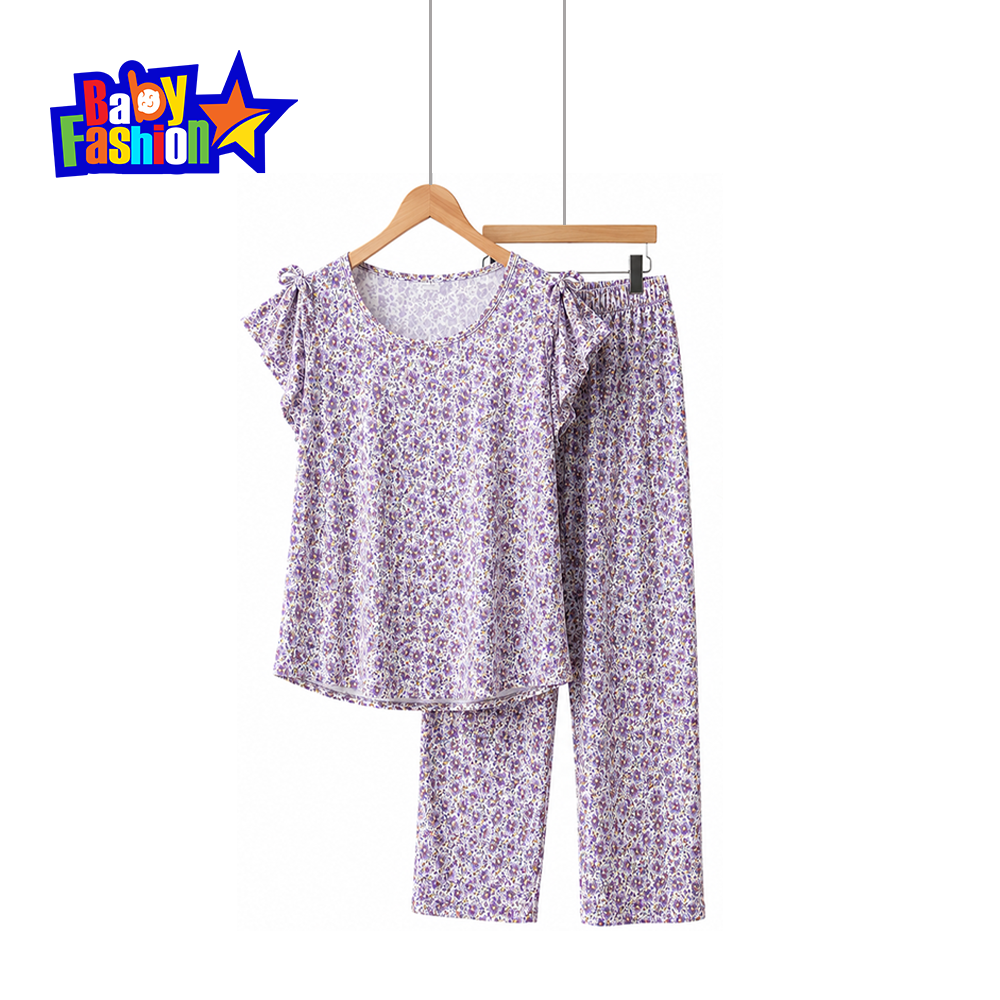 Girls Floral Top & Pant Set, Baby Girls Night Suit Set - 3