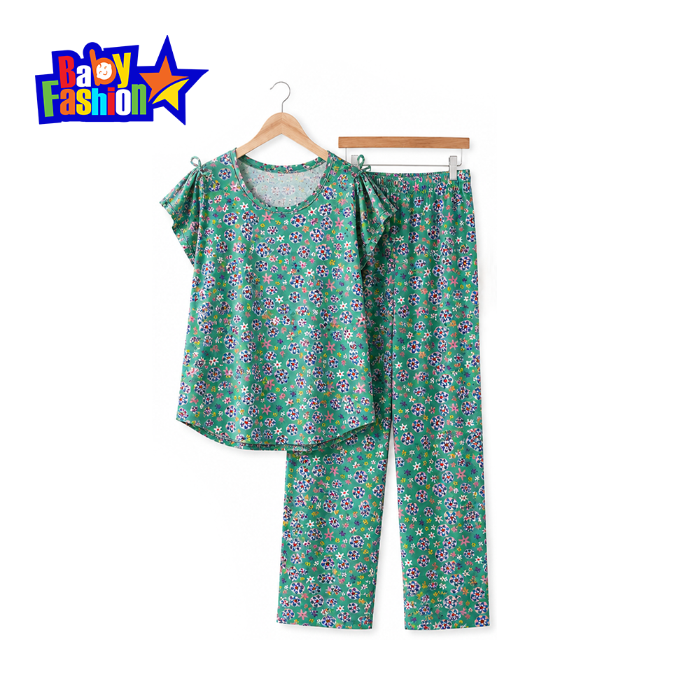Girls Floral Top & Pant Set, Baby Girls Night Suit Set - 4